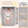 imageINFANS Baby Changing Table with Wheels Portable Folding Diaper Station Nursery Organizer with Storage Basket Hanging Rack Adjustable Height Safety Belt for Newborn Infant Light GrayLight Gray