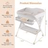 imageINFANS Baby Changing Table with Wheels Portable Folding Diaper Station Nursery Organizer with Storage Basket Hanging Rack Adjustable Height Safety Belt for Newborn Infant Light GrayLight Gray