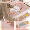 imageINFANS Baby Changing Table with Wheels Portable Folding Diaper Station Nursery Organizer with Storage Basket Hanging Rack Adjustable Height Safety Belt for Newborn Infant Light GrayLight Pink