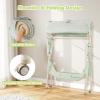 imageINFANS Baby Changing Table with Wheels Portable Folding Diaper Station Nursery Organizer with Storage Basket Hanging Rack Adjustable Height Safety Belt for Newborn Infant Light GrayGreen