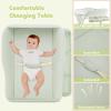 imageINFANS Baby Changing Table with Wheels Portable Folding Diaper Station Nursery Organizer with Storage Basket Hanging Rack Adjustable Height Safety Belt for Newborn Infant Light GrayGreen