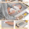 imageINFANS Baby Changing Table with Wheels Portable Folding Diaper Station Nursery Organizer with Storage Basket Hanging Rack Adjustable Height Safety Belt for Newborn Infant Light GrayLight Gray