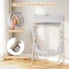 imageINFANS Baby Changing Table with Wheels Portable Folding Diaper Station Nursery Organizer with Storage Basket Hanging Rack Adjustable Height Safety Belt for Newborn Infant Light GrayLight Gray