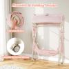 imageINFANS Baby Changing Table with Wheels Portable Folding Diaper Station Nursery Organizer with Storage Basket Hanging Rack Adjustable Height Safety Belt for Newborn Infant Light GrayLight Pink