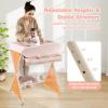 imageINFANS Baby Changing Table with Wheels Portable Folding Diaper Station Nursery Organizer with Storage Basket Hanging Rack Adjustable Height Safety Belt for Newborn Infant Light GrayLight Pink