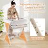 imageINFANS Baby Changing Table with Wheels Portable Folding Diaper Station Nursery Organizer with Storage Basket Hanging Rack Adjustable Height Safety Belt for Newborn Infant Light GrayLight Gray