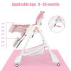 imageINFANS High Chair with OneHand Removable Tray 4 Lockable Wheels ampamp Large Storage Basket  MultiAdjustable Height Recline ampamp Footrest Removable Cushion Foldable for Baby Infantampamp ToddlerLight Pink