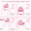 imageINFANS 4 in 1 Baby High Chair Convertible Highchair for Babies and Toddlers Infant Feeding Highchairs with Removable Tray Adjustable Footrest Compact Lightweight Highchair for 636 Months PinkPink