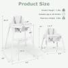 imageINFANS 4 in 1 Baby High Chair Convertible Highchair for Babies and Toddlers Infant Feeding Highchairs with Removable Tray Adjustable Footrest Compact Lightweight Highchair for 636 Months PinkSnow White