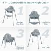 imageINFANS 4 in 1 Baby High Chair Convertible Highchair for Babies and Toddlers Infant Feeding Highchairs with Removable Tray Adjustable Footrest Compact Lightweight Highchair for 636 Months PinkGrey