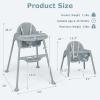 imageINFANS 4 in 1 Baby High Chair Convertible Highchair for Babies and Toddlers Infant Feeding Highchairs with Removable Tray Adjustable Footrest Compact Lightweight Highchair for 636 Months PinkGrey