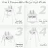 imageINFANS 4 in 1 Baby High Chair Convertible Highchair for Babies and Toddlers Infant Feeding Highchairs with Removable Tray Adjustable Footrest Compact Lightweight Highchair for 636 Months PinkSnow White