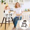 imageINFANS Baby High Chair 3 in 1 Convertible Wooden Highchair for Babies ampamp Toddlers Modern Infant Feeding Chair with 5Point Safety Harness Footrest Adjustable Legs Removable Tray PU CushionBrown