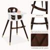 imageINFANS Baby High Chair 3 in 1 Convertible Wooden Highchair for Babies ampamp Toddlers Modern Infant Feeding Chair with 5Point Safety Harness Footrest Adjustable Legs Removable Tray PU CushionBrown