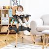 imageINFANS Baby High Chair 5in1 Convertible Wooden Highchair for Babies and Toddlers Table and Chair Set Building Block Table and Stool with 5 Point Harness Detachable Tray BrownBrown