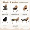 imageINFANS Baby High Chair 5in1 Convertible Wooden Highchair for Babies and Toddlers Table and Chair Set Building Block Table and Stool with 5 Point Harness Detachable Tray BrownBrown
