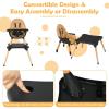 imageINFANS Baby High Chair 5in1 Convertible Wooden Highchair for Babies and Toddlers Table and Chair Set Building Block Table and Stool with 5 Point Harness Detachable Tray BrownBrown