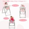 imageINFANS High Chair for Babies and Toddlers Foldable Highchair with 7 Different Heights 4 Reclining Backrest Seat 3 Setting Footrest Removable Tray Builtin Rear Wheels with Locks Pink