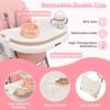 imageINFANS High Chair for Babies and Toddlers Foldable Highchair with 7 Different Heights 4 Reclining Backrest Seat 3 Setting Footrest Removable Tray Builtin Rear Wheels with Locks Pink