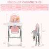 imageINFANS High Chair for Babies and Toddlers Foldable Highchair with 7 Different Heights 4 Reclining Backrest Seat 3 Setting Footrest Removable Tray Builtin Rear Wheels with Locks Pink