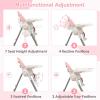 imageINFANS High Chair for Babies and Toddlers Foldable Highchair with 7 Different Heights 4 Reclining Backrest Seat 3 Setting Footrest Removable Tray Builtin Rear Wheels with Locks Pink