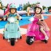 imageLicensed Vespa Kids Motorcycle by INFANS 6V Battery Powered Motorbike for Toddlers with Training Wheels Horn LED Lights Electric Ride on Toys for Boys Girls Aged 1836 Months WhitePink