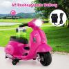 imageLicensed Vespa Kids Motorcycle by INFANS 6V Battery Powered Motorbike for Toddlers with Training Wheels Horn LED Lights Electric Ride on Toys for Boys Girls Aged 1836 Months WhitePink