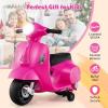 imageLicensed Vespa Kids Motorcycle by INFANS 6V Battery Powered Motorbike for Toddlers with Training Wheels Horn LED Lights Electric Ride on Toys for Boys Girls Aged 1836 Months WhitePink