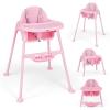 imageINFANS 4 in 1 Baby High Chair Convertible Highchair for Babies and Toddlers Infant Feeding Highchairs with Removable Tray Adjustable Footrest Compact Lightweight Highchair for 636 Months PinkPink