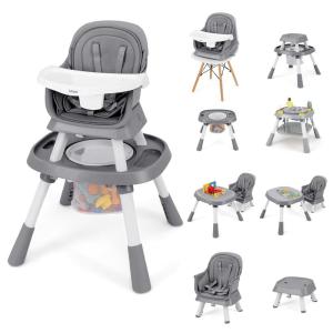 imageINFANS 9 in 1 High Chair Convertible Baby Highchair for Babies and Toddlers Table and Chair Set Building Block Infant Dining Booster Seat Kids Stool with Activity Children Play Kitchen PinkGrey