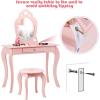 imageINFANS 2 in 1 Wooden Kids Princess Vanity Table ampamp Chair Set Child Pretend Play Makeup Table with Detachable Real Mirror Large Drawer Pretend Beauty Make Up Dressing Play Set for Girl1