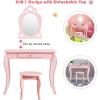 imageINFANS 2 in 1 Wooden Kids Princess Vanity Table ampamp Chair Set Child Pretend Play Makeup Table with Detachable Real Mirror Large Drawer Pretend Beauty Make Up Dressing Play Set for Girl1