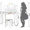 imageINFANS 2in1 Kids Vanity Table ampamp Stool Set Toddler Wooden Dressing Table with TriFold Mirror ampamp Drawer Detachable Large Top Princess Pretend Play Makeup Dresser for Little GirlsWhite