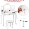 imageINFANS 2in1 Kids Vanity Table ampamp Stool Set Toddler Wooden Dressing Table with TriFold Mirror ampamp Drawer Detachable Large Top Princess Pretend Play Makeup Dresser for Little GirlsWhite