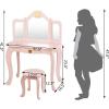 imageINFANS 2in1 Kids Vanity Table ampamp Stool Set Toddler Wooden Dressing Table with TriFold Mirror ampamp Drawer Detachable Large Top Princess Pretend Play Makeup Dresser for Little GirlsPink