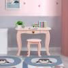 imageINFANS 2in1 Kids Vanity Table ampamp Stool Set Toddler Wooden Dressing Table with TriFold Mirror ampamp Drawer Detachable Large Top Princess Pretend Play Makeup Dresser for Little GirlsPink