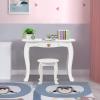 imageINFANS 2in1 Kids Vanity Table ampamp Stool Set Toddler Wooden Dressing Table with TriFold Mirror ampamp Drawer Detachable Large Top Princess Pretend Play Makeup Dresser for Little GirlsWhite