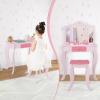 imageINFANS Kids Vanity 2 in 1 Princess Makeup Table and Chair Set with TriFolding Detachable Mirror 10 Accessories Wooden Dressing Table Beauty Pretend Play Vanity Set for Toddler Girls Gift PinkPink