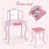 imageINFANS Kids Vanity 2 in 1 Princess Makeup Table and Chair Set with TriFolding Detachable Mirror 10 Accessories Wooden Dressing Table Beauty Pretend Play Vanity Set for Toddler Girls Gift PinkPink
