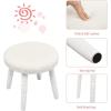 imageINFANS Kids Vanity Dressing Table ampamp Stool Set Wooden Pretend Play Dressing Table with Real Mirror Drawer Crown Shape Princess Makeup Dressing for Little GirlsWhite