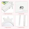 imageINFANS Kids Vanity Dressing Table ampamp Stool Set Wooden Pretend Play Dressing Table with Real Mirror Drawer Crown Shape Princess Makeup Dressing for Little GirlsWhite