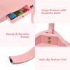 imageINFANS Kids Wooden Princess Vanity Table ampamp Chair Set 2in1 Toddler Vanity Table with Stool TriFolding MirrorLarge Drawer Pretend Beauty Make Up Dressing Play Set for Little GirlsPink
