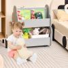 imageINFANS Kids Bookshelf with Wheels Wooden Bookcase Toy Storage Cabinet Organizer Holder Toddler Display Stand Book Rack for Bedroom Playroom Nursery KindergartenDark Grey