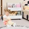 imageINFANS Kids Bookshelf with Wheels Wooden Bookcase Toy Storage Cabinet Organizer Holder Toddler Display Stand Book Rack for Bedroom Playroom Nursery KindergartenWhite