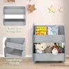 imageINFANS Kids Bookshelf with Wheels Wooden Bookcase Toy Storage Cabinet Organizer Holder Toddler Display Stand Book Rack for Bedroom Playroom Nursery KindergartenDark Grey