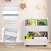 imageINFANS Kids Bookshelf with Wheels Wooden Bookcase Toy Storage Cabinet Organizer Holder Toddler Display Stand Book Rack for Bedroom Playroom Nursery KindergartenWhite