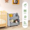 imageINFANS Kids Bookshelf with Wheels Wooden Bookcase Toy Storage Cabinet Organizer Holder Toddler Display Stand Book Rack for Bedroom Playroom Nursery KindergartenDark Grey