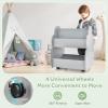 imageINFANS Kids Bookshelf with Wheels Wooden Bookcase Toy Storage Cabinet Organizer Holder Toddler Display Stand Book Rack for Bedroom Playroom Nursery KindergartenDark Grey