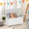 imageINFANS Toy Box Wooden Kids Toy Storage Chest Wooden Trunk Bench with Fliptop Lid Safety Hinge Toddler Cabinet Organizer for Bedroom Playroom Nursery Entryway White