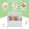 imageINFANS Toy Box Wooden Kids Toy Storage Chest Wooden Trunk Bench with Fliptop Lid Safety Hinge Toddler Cabinet Organizer for Bedroom Playroom Nursery Entryway White